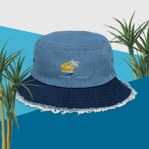 Distressed denim bucket hat