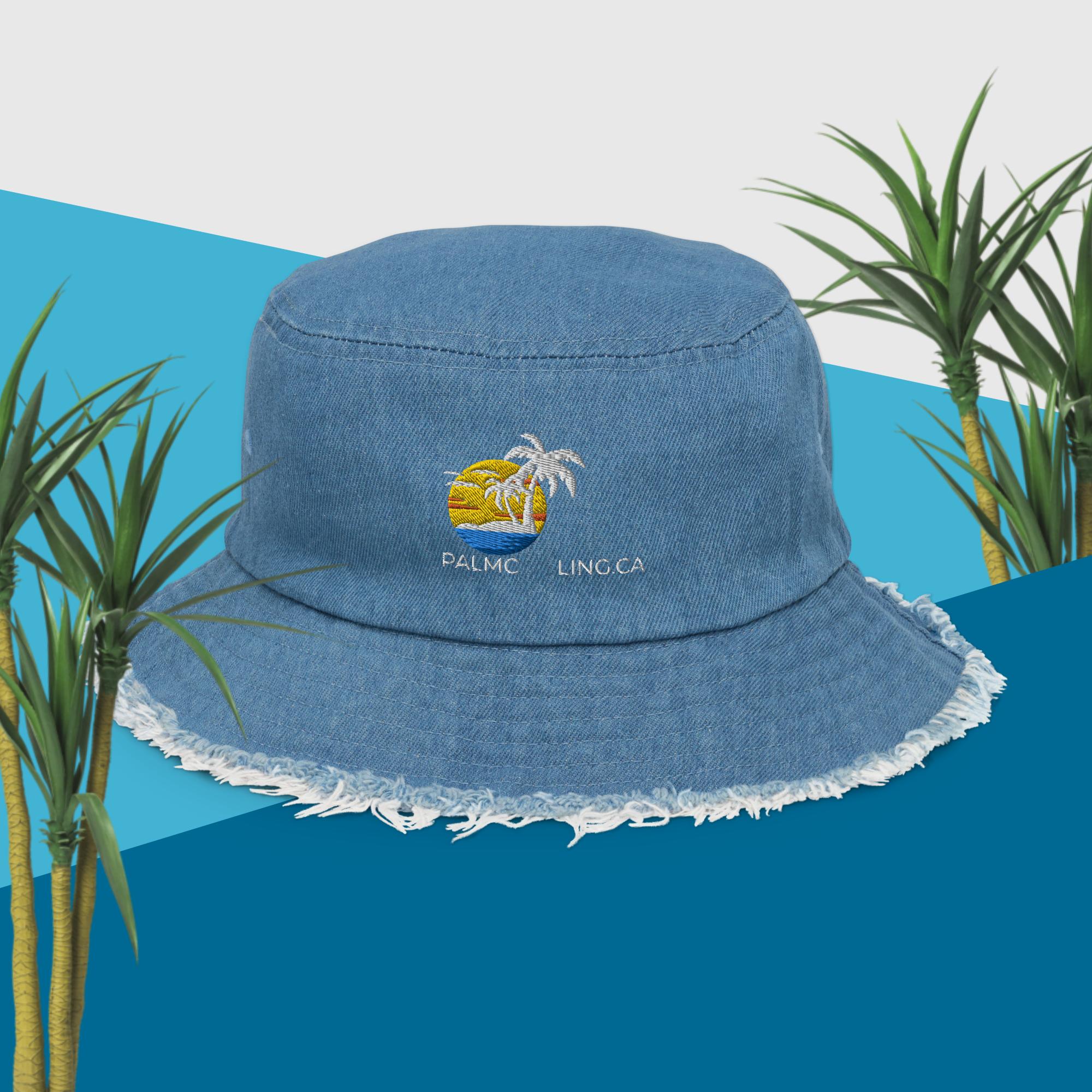 Distressed denim bucket hat